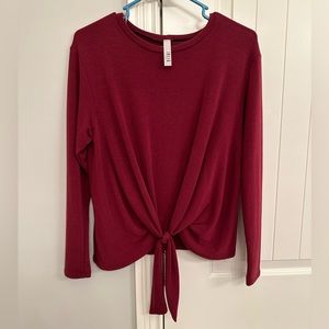 Women’s maroon crimson knit blouse tied front Jolie Los Angeles Boutique Small S